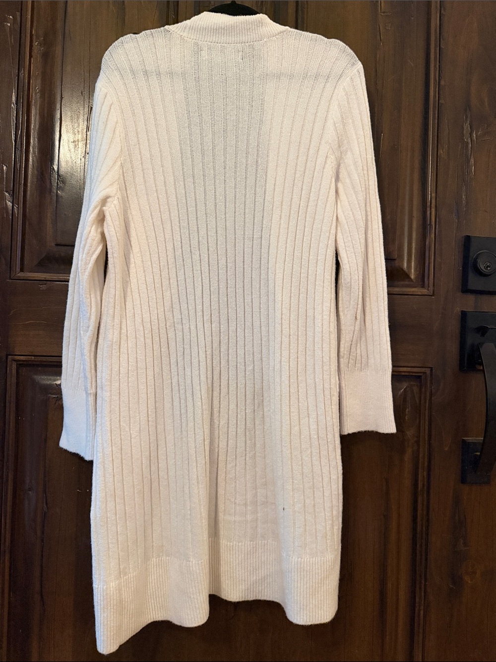 LOFT Cream Ribbed Open-Front Long Cardigan - Picture 5 of 5